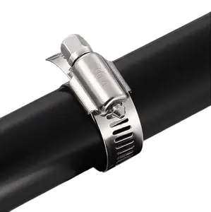 10-Pack Stainless Steel Hose Clamps - 3/8" to 5/8" Adjustable Worm Gear Clamps (5 of 9-13mm & 5 of 13-16mm) - 201 SS Fuel Line Clamps for Automotive, Marine, Plumbing&HVAC Applications