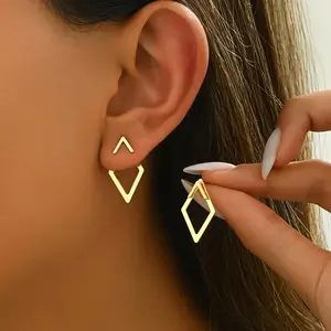 4 Pairs Geometric Earrings Set , earring for women，Mother's Day and Valentine's Day gifts,accessories for women, jewelry gifts for her,Minimalist Triangle Diamond Convertible Earrings for Women, Everyday & Party Wear Jewelry Gift