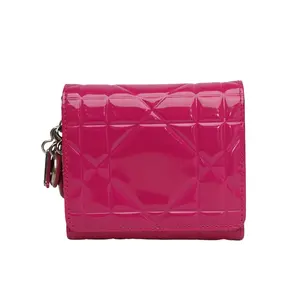 Pre-owned Dior 【Alea】Rose Red Patent Leather Sliver Hardware 2014 Wallet