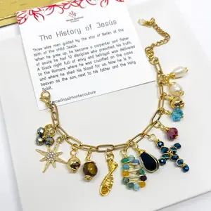 Life Of Jesus Bracelet, Christian Bracelet, Cross Bracelet Women, Charms Bracelet, Religious Catholic Charm Bracelet, Beaded Bracelet