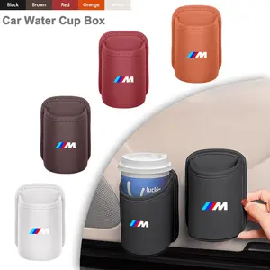 Car Door Cup Holder & Phone Stand, PU Leather Drink Cup Holder, Storage Box, Rear Seat Cup Holder, Easy Install Car Interior Organizer For BMW M Emblem E46 E36 E34 F10 E90 F30 E60 F30 E53 E30 E92 E87