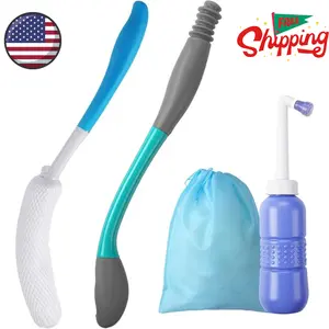 4 Pcs Toilet Aid Set for Wiping Include Long Handle Butt Wiper Shower Brush