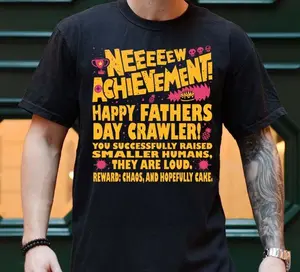 [Sale off up to 50%] Dungeon Crawler Carl Fathers Day Shirt, Dad Achievement Tee, DCC Fan Shirts, Funny LitRPG Dad Gift, Graphic Streetwear T-shirt