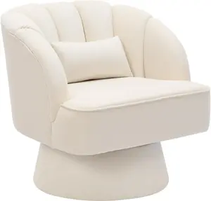 Modern Teddy Fabric Swivel Barrel Accent Chair with 360° Rotation, Single Sofa Chair,Comfortable Round Lounge Chair Ideal for Living Room, Bedroom, and Reading Nook