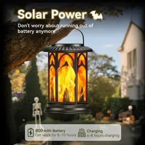 Hanging Solar Lanterns Lights Outdoor, Flickering Flames, Auto On/off, Yard Garden Decor, Christmas Decorations, Halloween Decorations