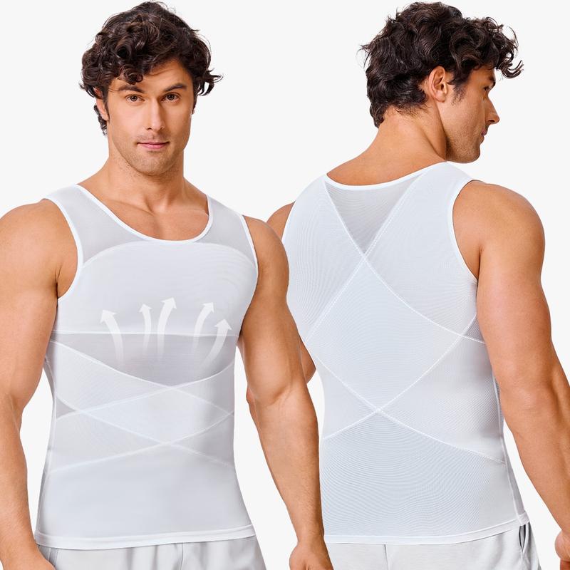 【Nebility】Men’s Mesh Fabric Breathable Compression Shapewear Vest – Slim-Fitting, High Elasticity, Seamless Menswear for Daily Wear Tummy Control