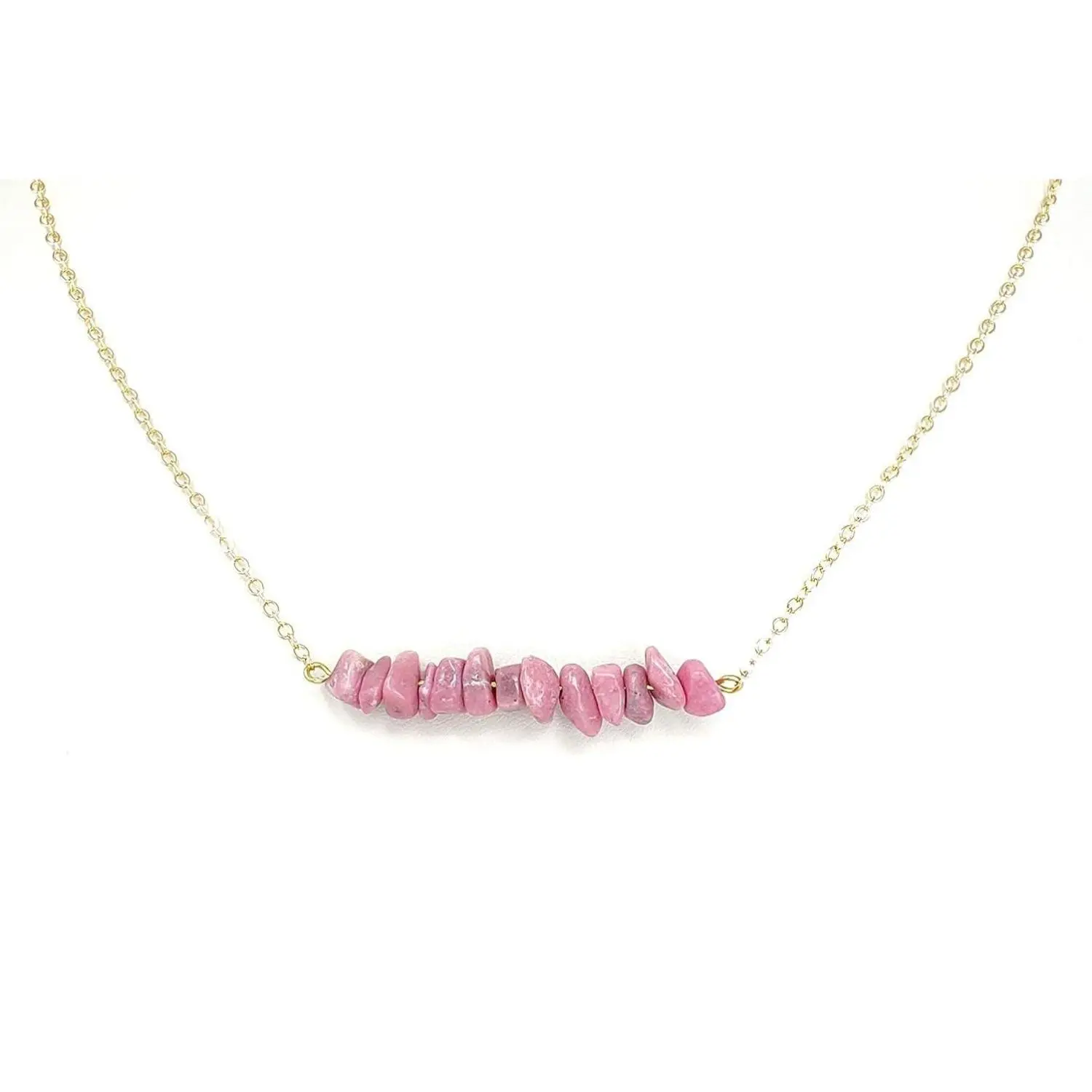 Taurus Birthstone Rhodonite Chip Necklace
