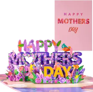 Pop Up from Daughter Happy Mothers Day Card from Son with Envelope - Flowers Pop Up Card for Best Mom Wife Grandma first time