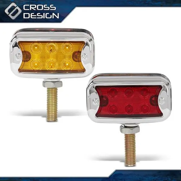 CROSSDESIGN 2Pcs Car Light Set - Dual Revolution LED Signal Lamp with 12 LEDs, Amber/Red Marker Lights, Horizontal LED Blinker Function
