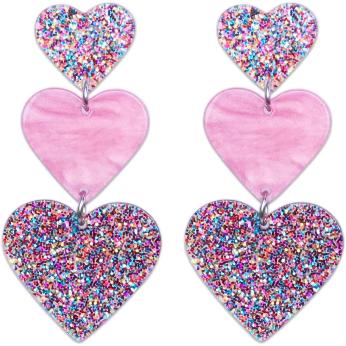 Heart Earrings BlingBling Dangle Earrings  Cute Hot  Red Rave Earrings Love Heart Shaped Earring For Women