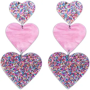 Heart Earrings BlingBling Dangle Earrings  Cute Hot  Red Rave Earrings Love Heart Shaped Earring For Women