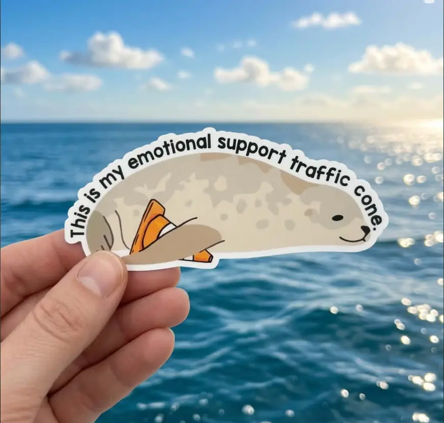 Neil the Seal Sticker, Seal Sticker, Neil Surf, Teenage Sticker, Emotional Support Traffic Cone, Surf Seal, Traffic Cone Sticker