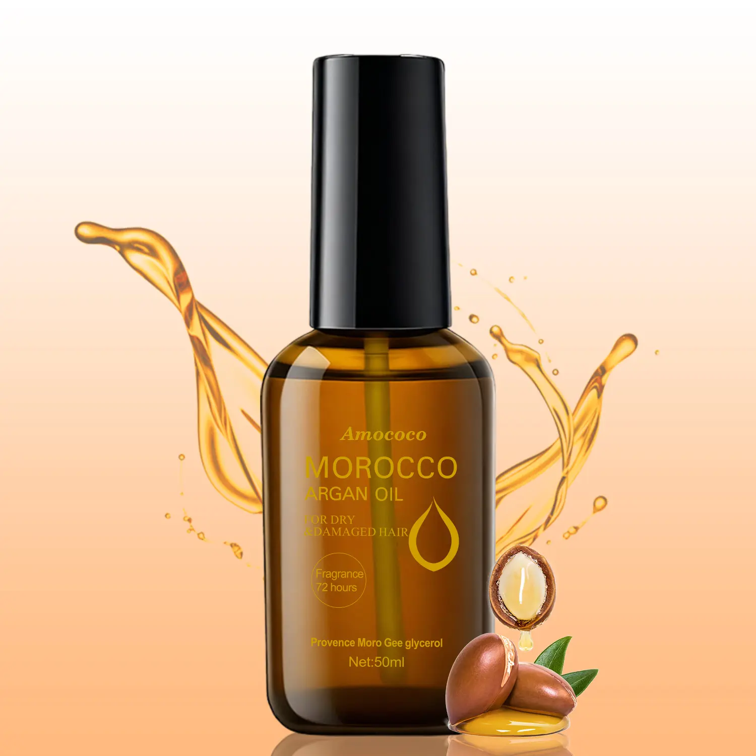 Moroccan Hair Oil Long-Lasting Fragrance, Tames Frizzy & Coarse Hair Lightweight non-greasy formula eliminates static, leaves hair silky smooth 1.69 fl oz/ 50ml