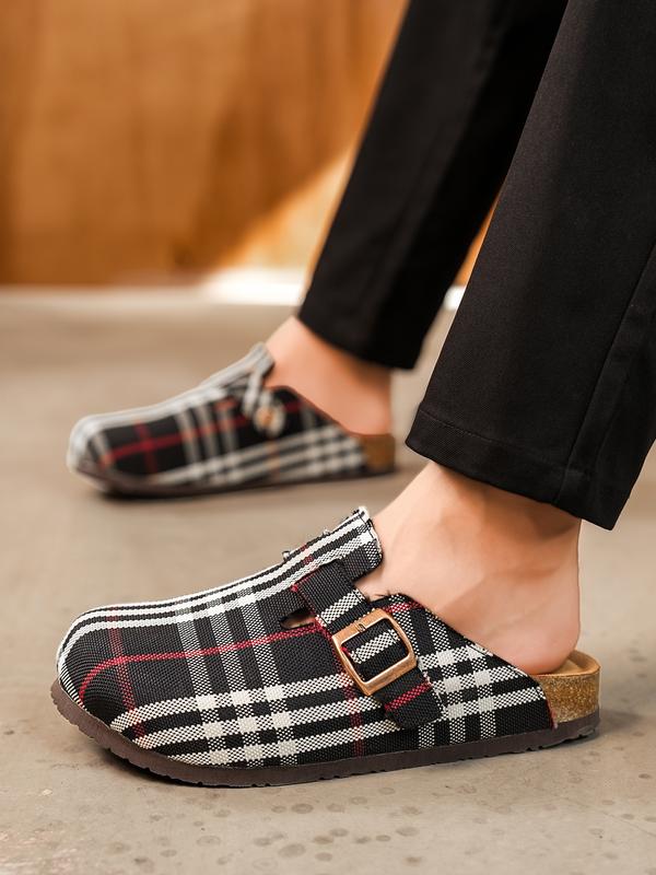 Unisex Soft Wood Insole Slippers, Round Toe Design, Adjustable Buckle, Comfortable for Men and Women, Classic All-Season Outdoor Beach Shoes, Casual Shoes Clogs