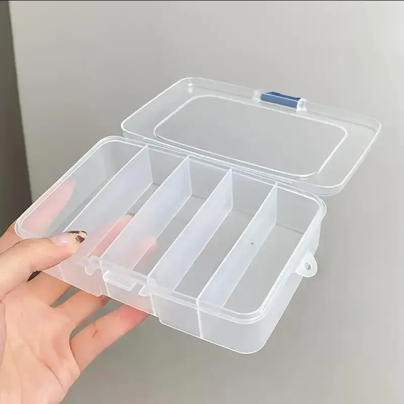 5-compartment Storage Boxes, Portable Storage Box with Lid, Transparent Storage Case for Hair Accessories, Home Storage Organizer for Daily Use