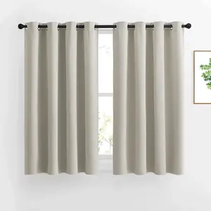 NICETOWN Blackout Natural Curtains for Bedroom - Window Treatment Thermal Insulated Grommet Solid Drapes Energy Saving Sound Reducing for Basement， 1 Pair， W52 x L54