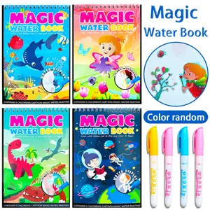 Teeny Baby Magic Water Painting Book, Dinosaur Space Fairy Tale Theme, Early Education Toy, Reusable Non-Messy, Washable Art Book