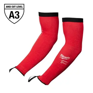 18 in. Red 4-Way Stretch Cut 3 Resistant Protective Arm Sleeves