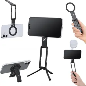 K&F CONCEPT 7mm Thin 59g Magnetic Phone Stand, Foldable Selfie Stick for iPhone, Dual-Sided Magnets Mini Tripod Pocket Cell Phone Stand with Hook, Compatible with iPhone 17-12 Series Android Phones