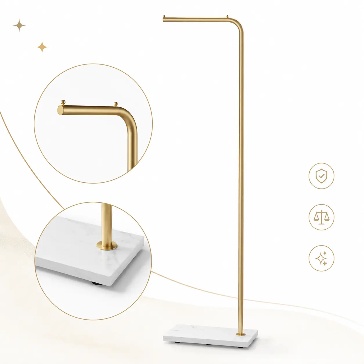 Metal Coat Rack Freestanding, Heavy Duty Standing Clothes Rack with Sturdy Base and Hooks, Modern Floor Garment Rack for Entryway, Living Room, Bedroom, Closet
