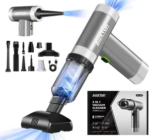 Mini Computer Vacuums Portable Cordless-Brushless Motor with 12000PA,3 in 1 Wireless Handheld Car Vacuum Cleaner Strong Suction,Rechargeable Cleaner for Computer (Grey) AUXTUR