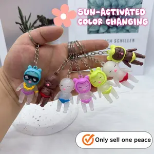 Magic Sun-Activated Color Changing Keychain - UV Sensitive Bald Baby Doll Bag Charm - Unique Oddly Cute Desk Decor