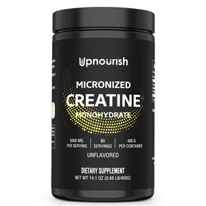 UpNourish Micronized Creatine Monohydrate Powder 400 G - Unflavored Vegan Creatine Powder for Pre Workout, Muscle Building - Pure Creatine For Women and Men - Instantized Creatine Supplement, 80 servings