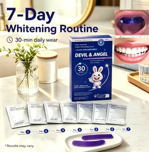 Purple Teeth Whitening Strips,Purple Tooth Whitening,Tooth Stain Treatment, Combining Whitening and Colour Correction Peroxide-Free,Teeth Cleaning Kit for Men and Women
