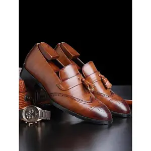 Men's Business Fashion PU Leather Fringe Design Loafers, Classic Luxury Style Slip on Dress Shoes for Work Office, Male All-match Shoes for Daily Wear