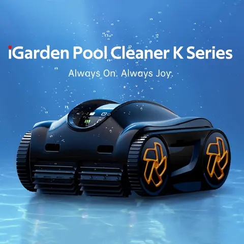 iGarden K Series Pool Cleaner, Cordless Robotic Pool Vacuum, 22,000 LPH Suction Power, Smart Navigation, Touchscreen Control, Smart Parking for Above/Inground Pools, 2.5H/3.6H/4H/7H/9H Runtime
