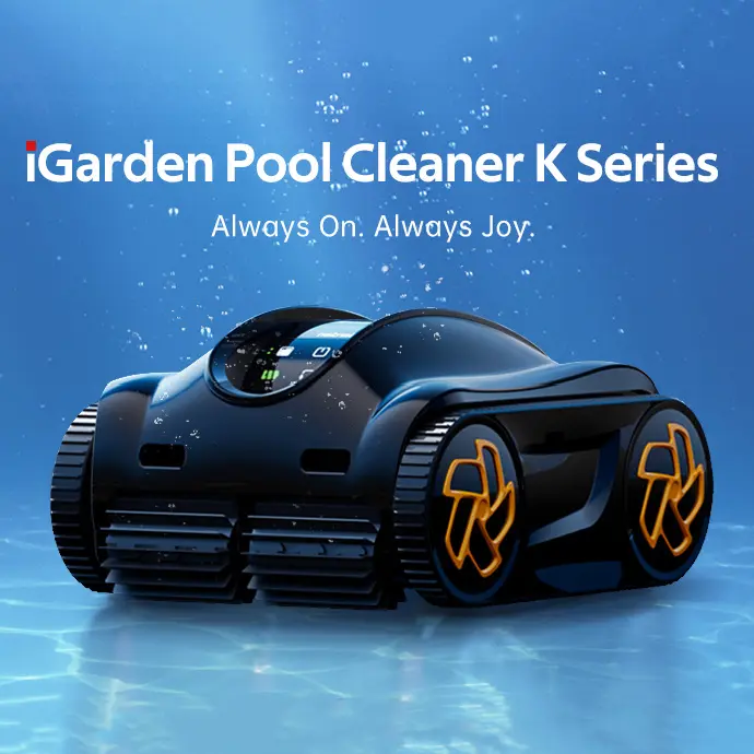 iGarden K Series Pool Cleaner, Cordless Robotic Pool Vacuum, 22,000 LPH Suction Power, Smart Navigation, Touchscreen Control, Smart Parking for Above/Inground Pools, 2.5H/3.6H/4H/7H/9H Runtime