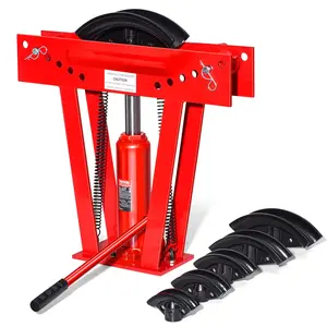 fathersdaygift VEVOR Hydraulic Pipe Bender, 12 Ton Manual Copper Exhaust Pipe Bending Machine with 6 Dies (1/2 - 2) and 90 - 180 Adjustable Rollers, Heavy-Duty Pipe Tube Bender for Piping Railing Construction