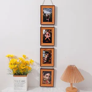 1pc Wall-Mounted Photo Frame for 4x6 Photos, Vertical Combo Frame, Rope Hanging, Birthday & Party Decor, Living Room & Hallway Wall Art