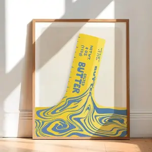 1pc, Wall Arts, Modern Posters, Melted Butter Art Print, Butter Stick Print, Funny Kitchen Poster, Minimalist Kitchen Art, Pop Art, Food Poster, Baking, Unframed