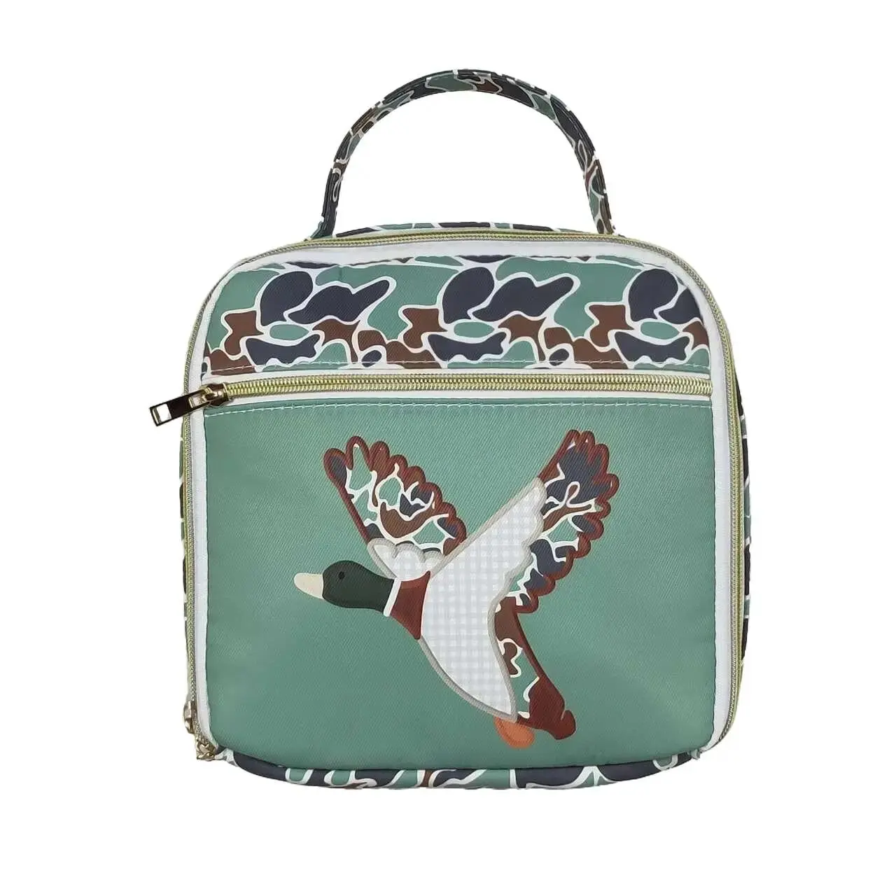Camo Duck Kids' Lunch Box Bag, Compact and Convenient for School Lunches, 8.3*8.3*3.2 inches
