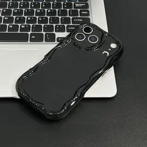 for iPhone 17 16 15 14 Plus 13 12 11 Pro max/X/Xs/Xs Max Case Simple Curly Wavy Frame Design, Silicone Cute Glossy Aesthetic Wave Thin Slim Fit Soft TPU Protective Phone Case for Women Girls for iPhone 17 Pro Max