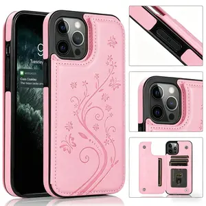 New UV-printed 2D flat-printed faux leather phone case, soft TPU shockproof wallet-style flip case, suitable for sizes 17, 16, 15, 14, 13, 12, and 11.