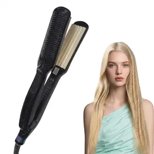 [Hair Crimper] FENASH Corrugated Iron Hair Corrugation Anti Scald Hair Crimper Irons Fluffy Wave Iron Width Plate Styling Tools Pro, Professional Hair Crimper, Hair Styling Tool