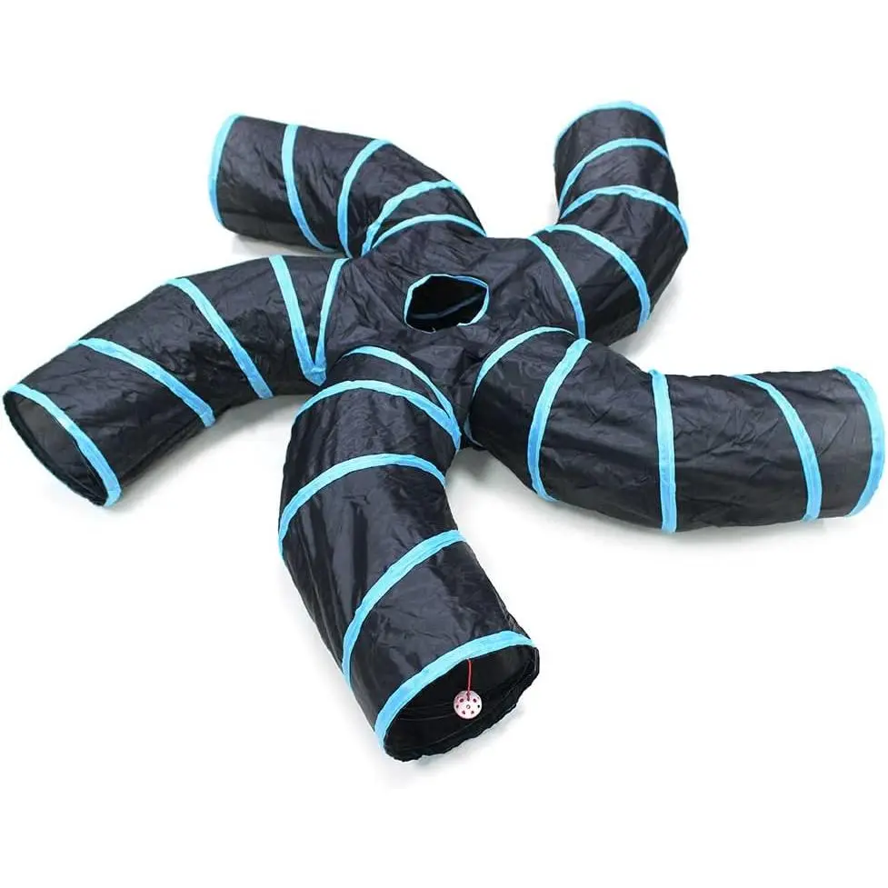 Tunnel for Indoor Cats, 5 Way  Tubes and Tunnels Collapsible S-Shape Small  Tubes Kitty Tunnels Interactive Maze   for Kitten  Ferret - 5 Way