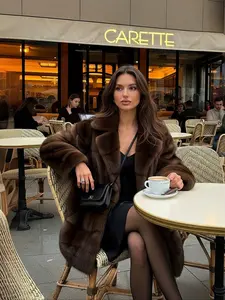 Women's Winter New Faux Fur Jacket Coat, Elegant Vintage Loose Long Sleeve Stand Collar, Daily Fashion Outerwear