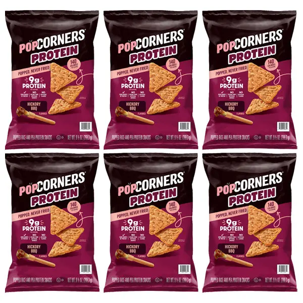 6 Pack - PopCorners Protein Hickory BBQ Flavored Crisps 9.5oz