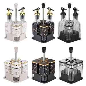 Salt and vinegar oil set, stainless steel seasoning container, with rotating lid design, leak-proof oil and vinegar mixer, suitable for home kitchens, restaurants, and barbecue venues.
