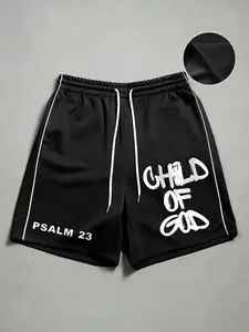 Men's "Child of God Psalm 23" Athletic Shorts | Christian Faith Streetwear Workout Shorts | Drawstring, Breathable Activewear for Gym, Running, Casual Wear | Ideal for Religious & Fitness Guys
