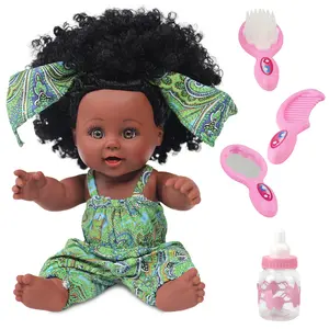 TUSALMO 12 inch Lifelike Silicone Vinyl Newborn Baby Dolls, African American Baby Black Dolls, give for Kids and Girl Holiday Birthday Gift, African Black Dolls, Reborn Doll