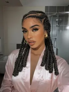 Full Lace Corn Weave Wigs, Synthetic Lace Front Hairpiece for Versatile Styling, Wide Side Design for a Natural Look, Braided Lace Wigs, Synthetic Material Wigs, Artificial Wig