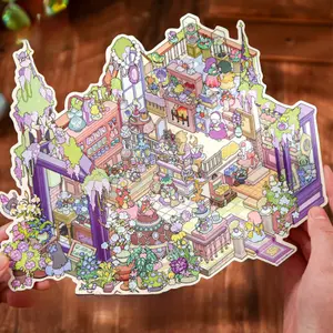 3 vintage 3D scene stickers Perfume, gemstone, floral scene themes Minimalist style Waterproof PVC material Self adhesive DIY journal decoration scrapbook sticker pack