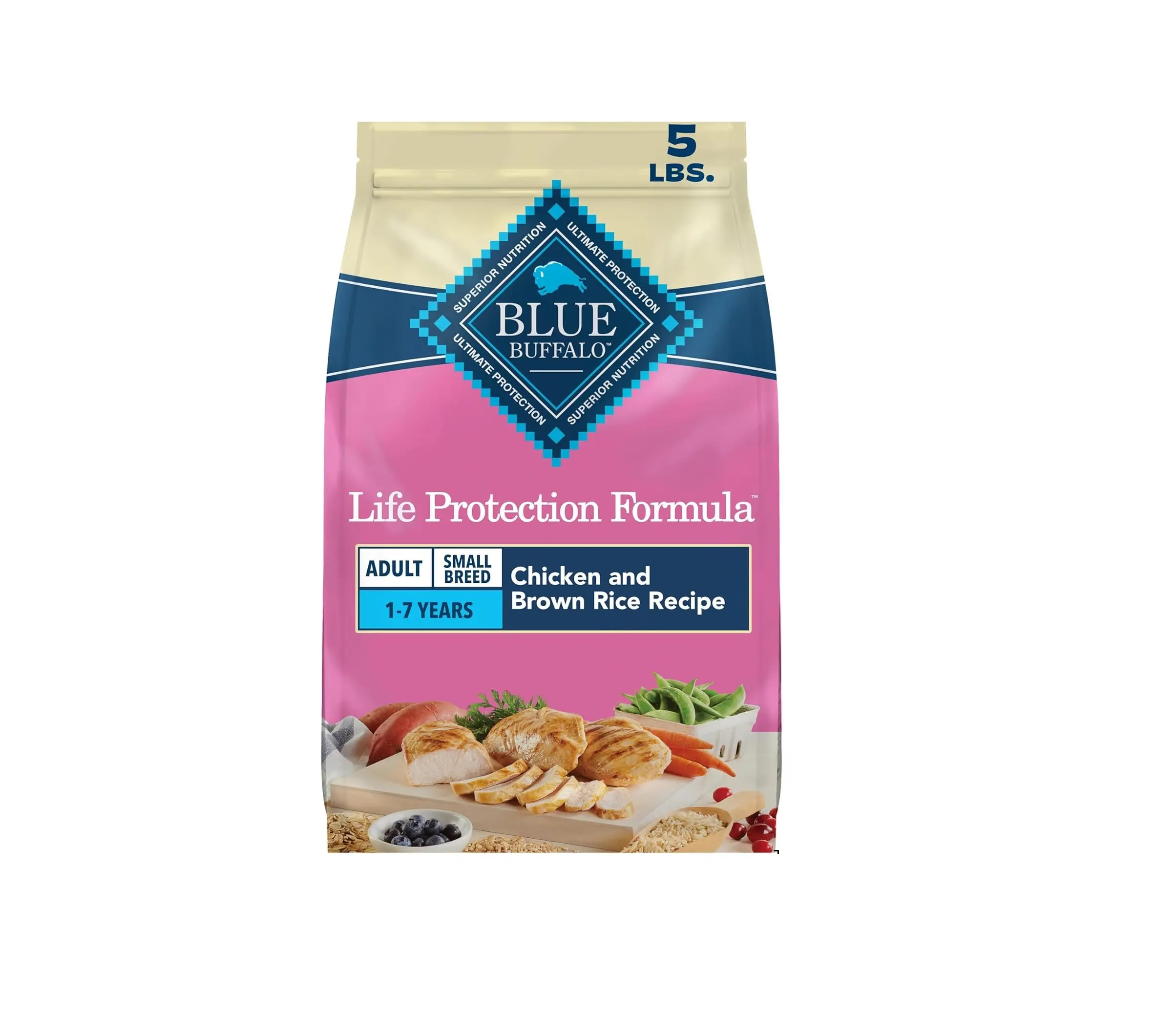 Blue Buffalo Life Protection Formula Chicken & Brown Rice Small Breed Adult Dry Dog Food, Supports Immunity with Antioxidant-Rich LifeSource Bits, Promotes Healthy Muscles, Skin & Coat Health, 5 lbs.
