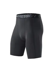 Men's Letter Laced Basketball Tight Shorts Underwear, Sports Training Half-Length Pants, Breathable High Elasticity Compression Bottoms