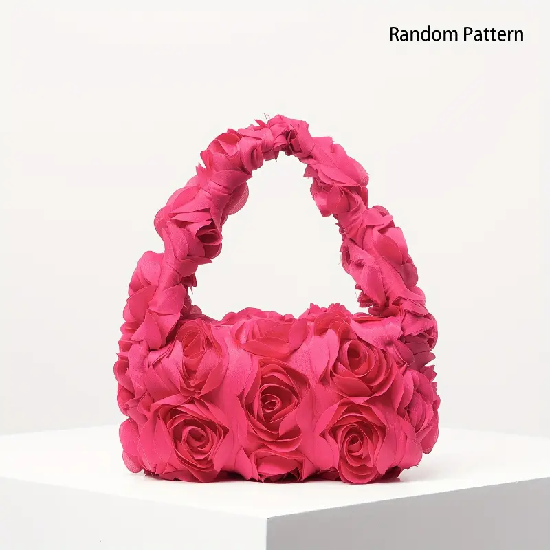 Elegant Rose Pattern Clutch - Chic Polyester Evening Bag, Zip Closure, Perfect for Weddings & Parties, Multi-Color Options, Sweet Gift for Women
