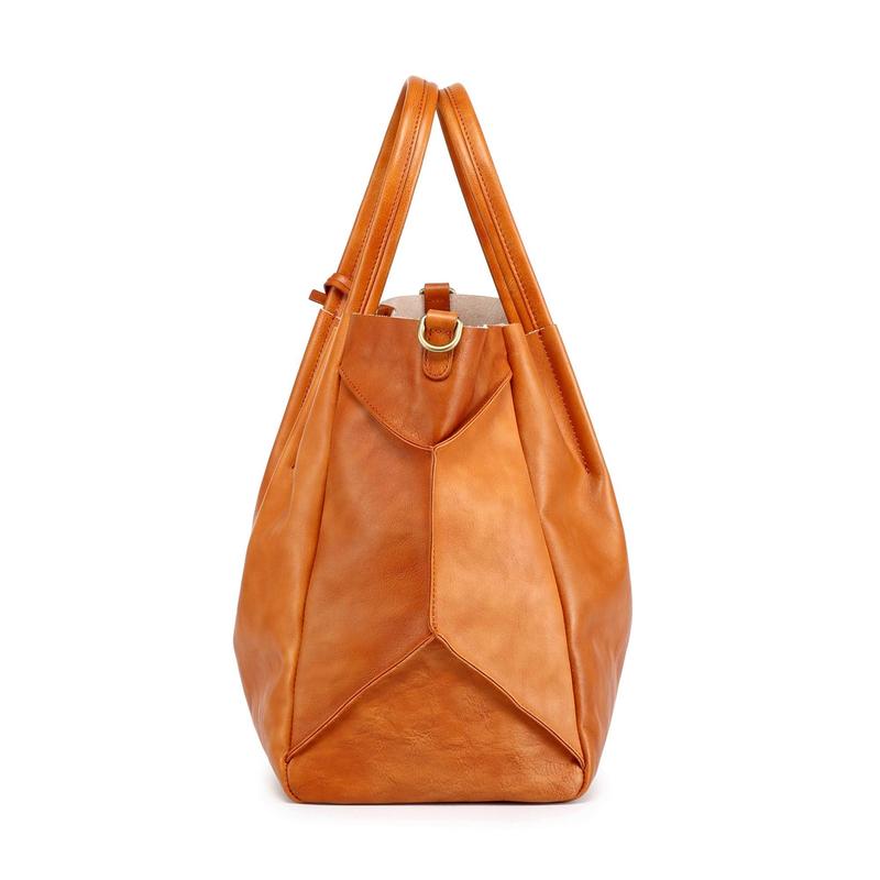 Old Trend Sprout Land Vegetable Dye Leather Tote w/ Zip Pouch